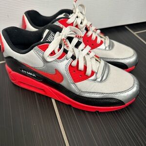 Nike Air Max Red and Silver Sneakers